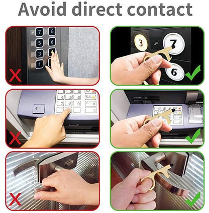 3pcs No Touch Door Opener EDC Hand Tools With Keychain Pendant