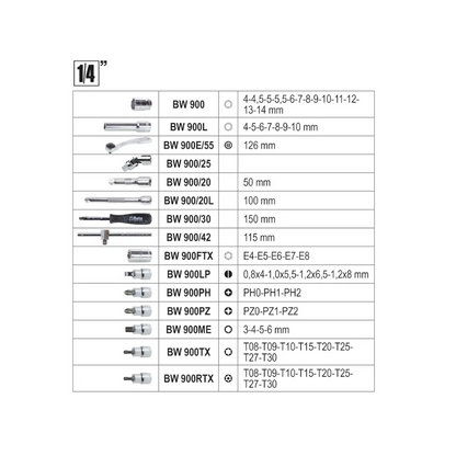 Assortment of 74 hex socket wrenches, 42 screwdriver bits, 30 screwdriver socket wrenches, 7 male wrenches